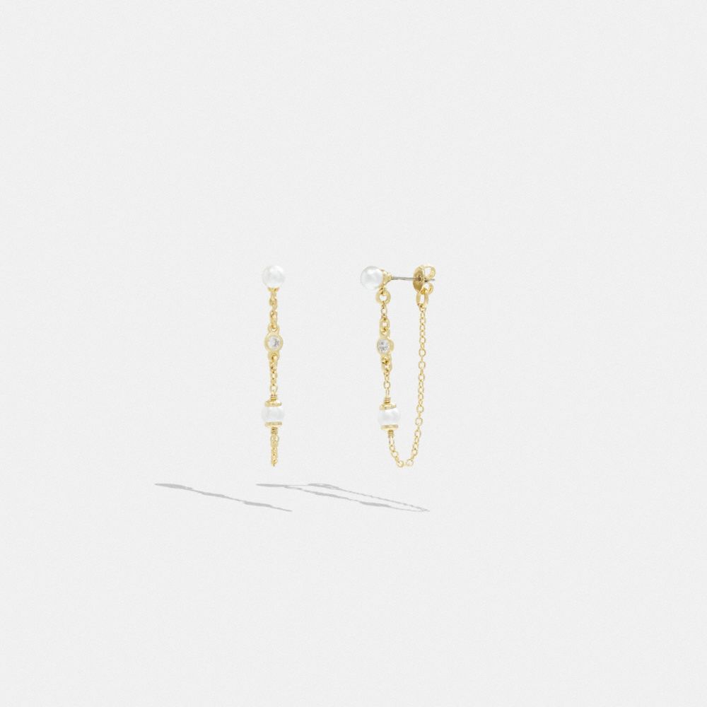Coach Classic Pearl Chain Earrings In Gold/neutral