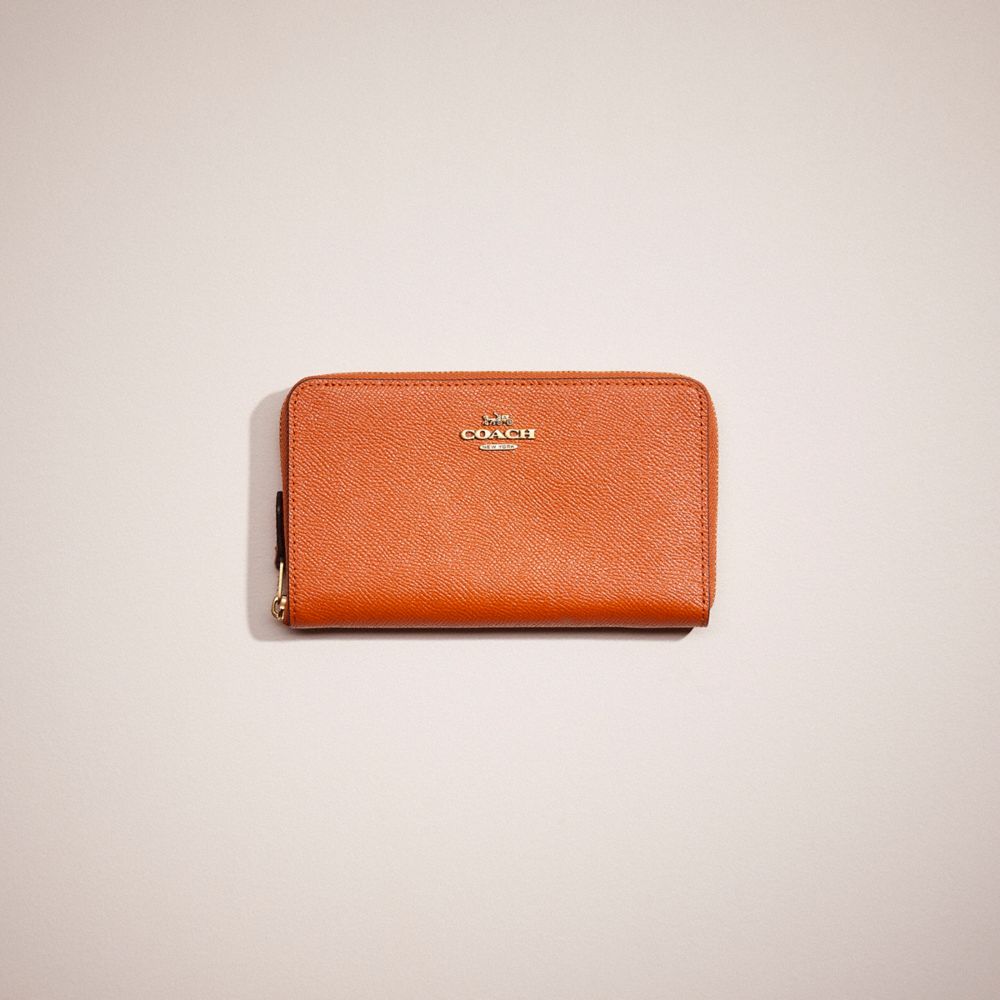 Coach Restored Medium Zip Around Wallet In Brass/canyon
