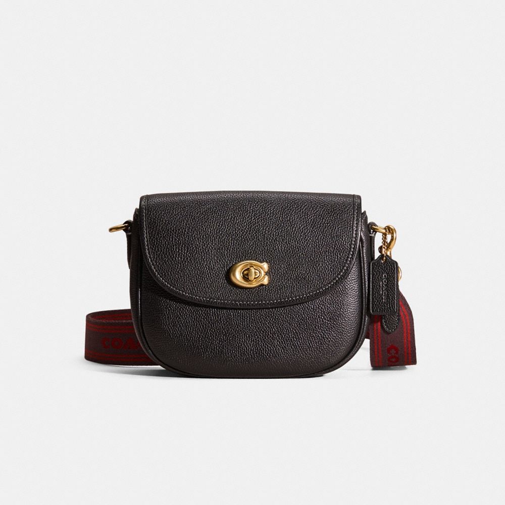 Coach Restored Willow Saddle Bag In Brass/black