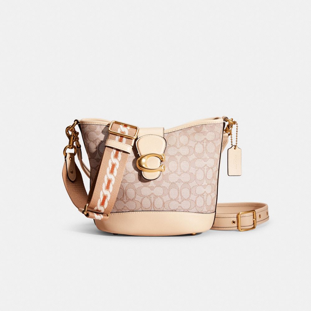 Coach Restored Tali Bucket Bag In Signature Jacquard In Brass/stone Ivory