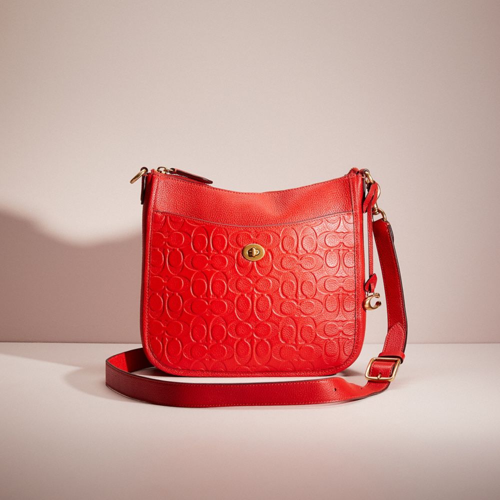Coach Restored Chaise Crossbody In Signature Leather In Brass/red