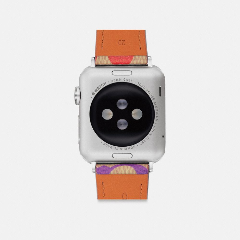 COACH®,APPLE WATCH® STRAP, 38MM, 40MM AND 41MM,Signature Coated Canvas,Rainbow Signature,Back View