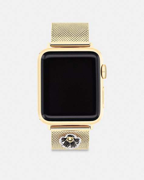 COACH®,APPLE WATCH® STRAP, 38MM, 40MM AND 41MM,Stainless Steel,Gold,Front View