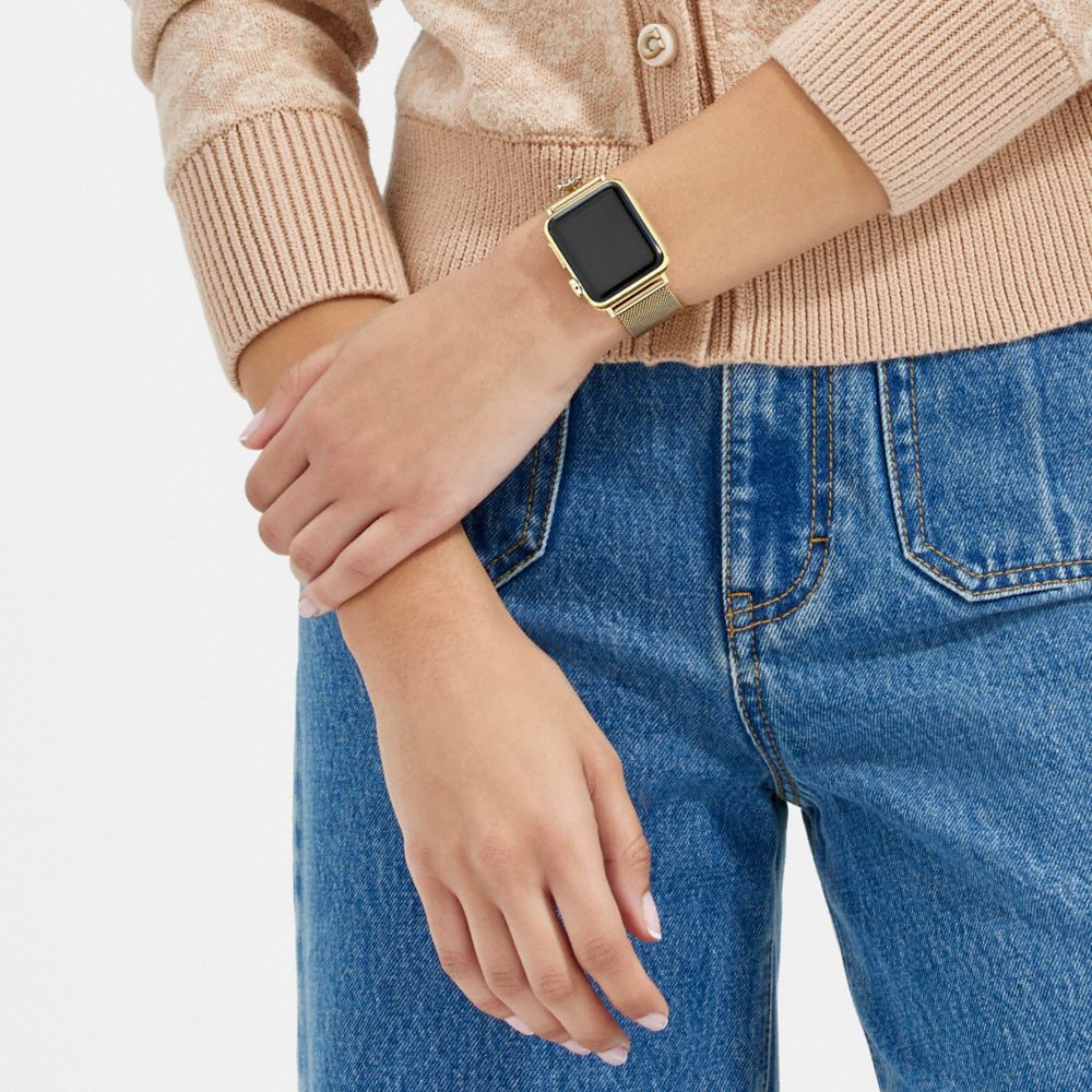 Coach Apple Watch® Strap, 38mm, 40mm And 41mm In Gold