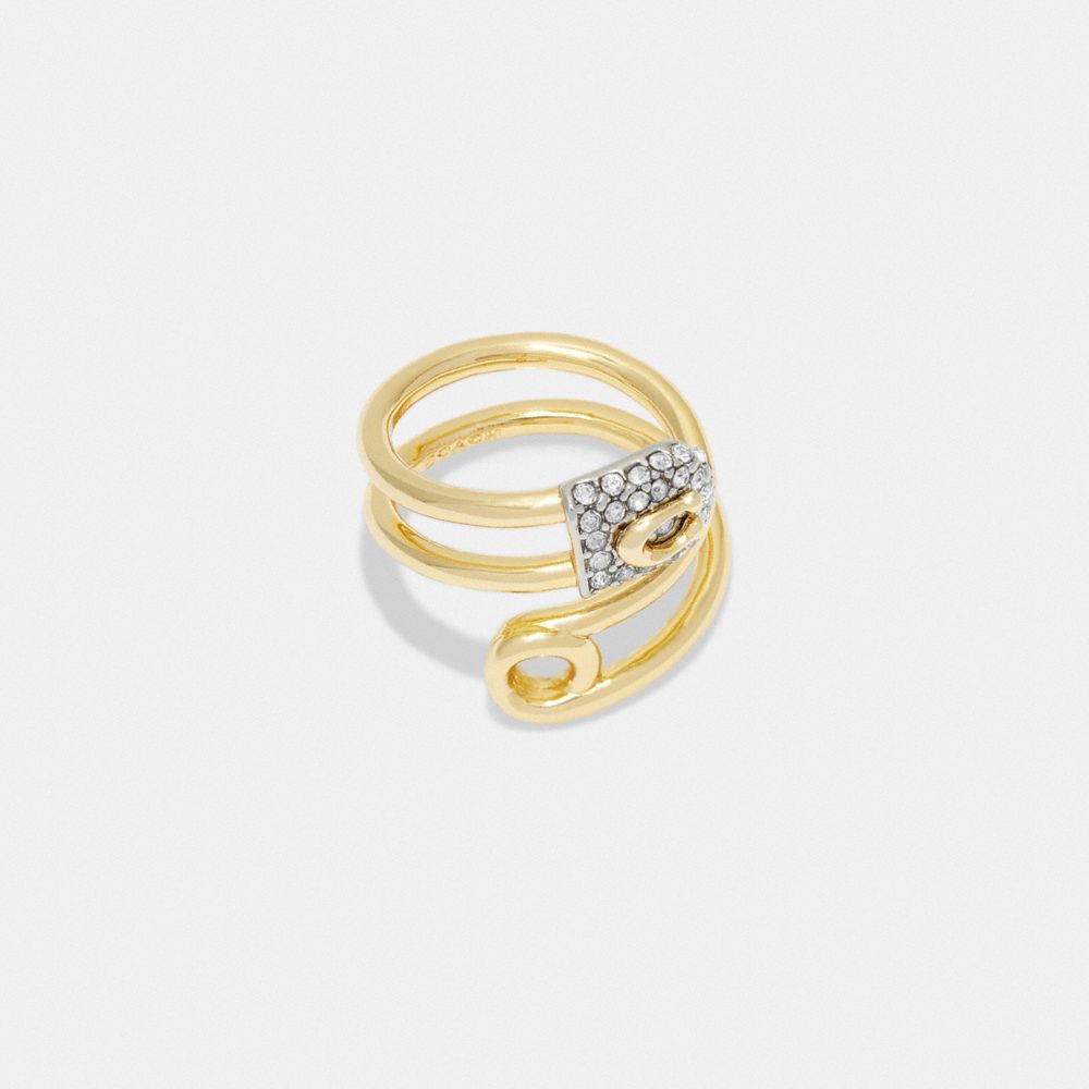 Signature Pavé Safety Pin Ring COACH®
