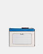COACH®,MINI SKINNY ID CASE IN COLORBLOCK,Leather,Silver/Chalk/Racer Blue Multi,Back View
