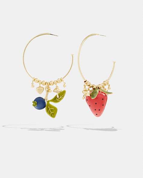 COACH®,COACH X OBSERVED BY US CHARM HOOP EARRINGS,Garden,Gold/Multi,Front View
