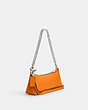 COACH®,CHARLOTTE SHOULDER BAG,Leather,Anniversary,Silver/Bright Mandarin,Angle View