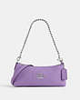 COACH®,CHARLOTTE SHOULDER BAG,Leather,Anniversary,Silver/Iris,Front View