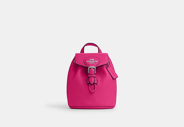 COACH®,AMELIA CONVERTIBLE BACKPACK,Leather,Everyday,Silver/Cerise,Front View