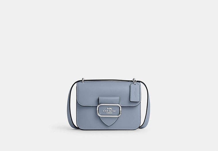 COACH®,MORGAN SQUARE CROSSBODY,Leather,Small,Anniversary,Silver/Grey Mist,Front View