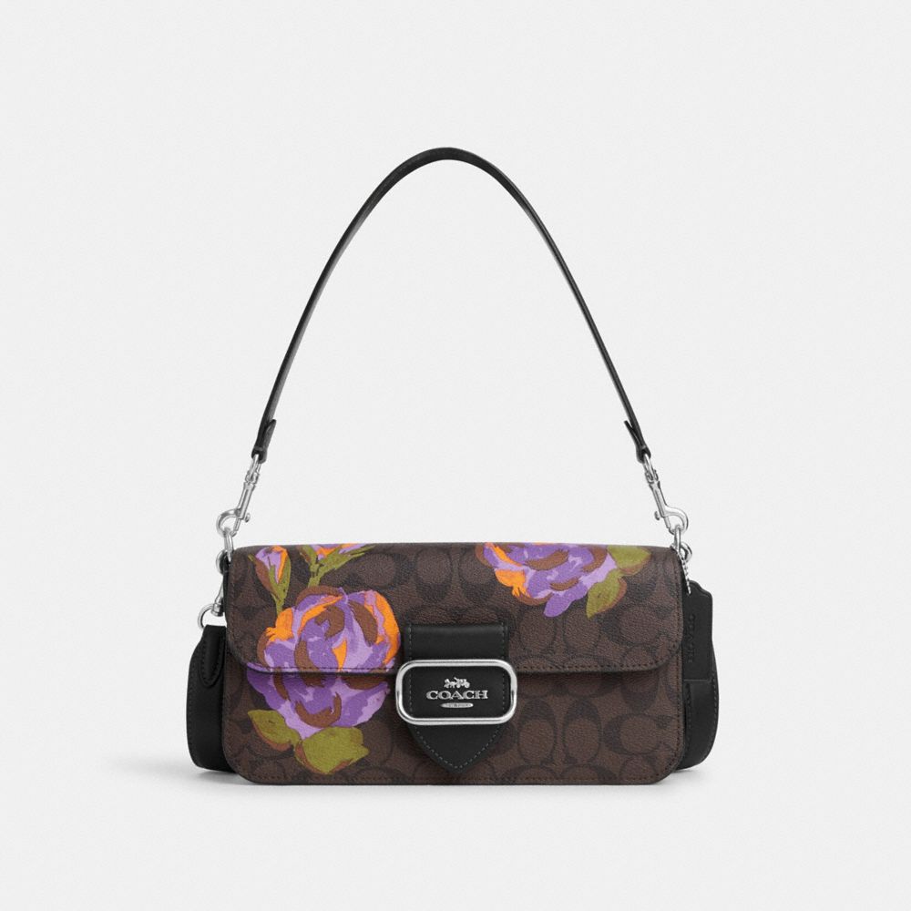 Morgan Shoulder Bag In Signature Canvas With Rose Print