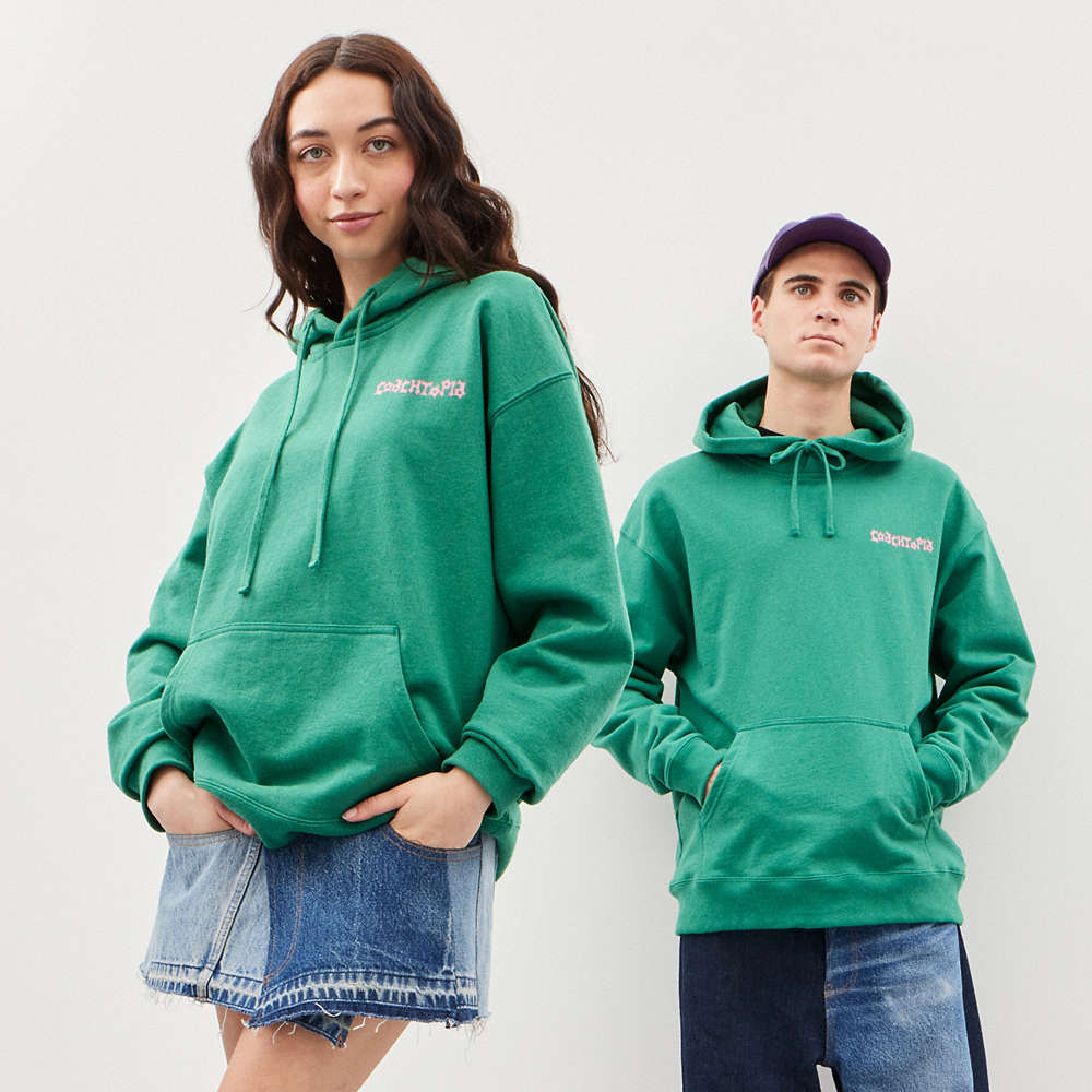 Shop Coach Hoodie In 100% Recycled Cotton: This Is Topia In Green Multi