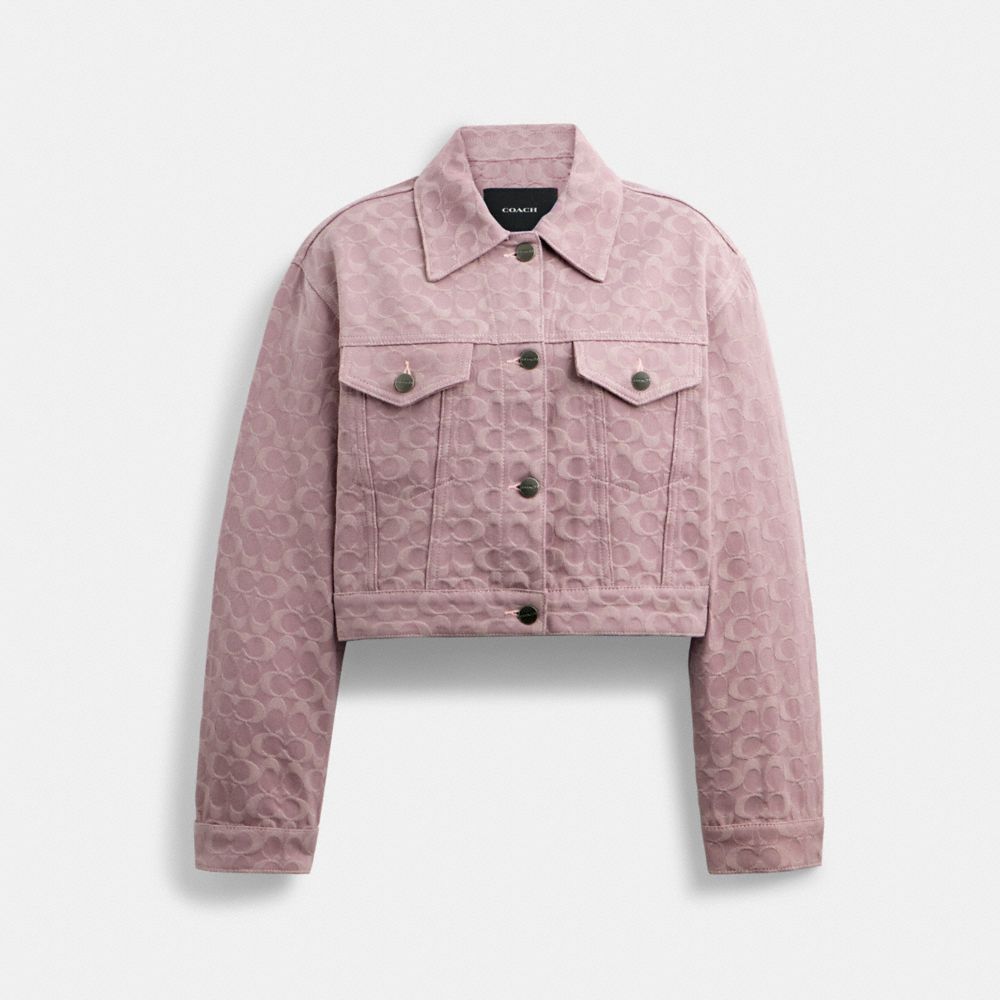 Cropped Signature Jacquard Denim Jacket