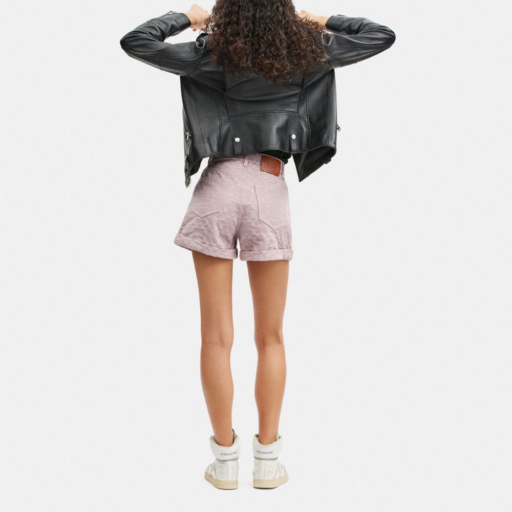 Coach Signature Denim Shorts In Purple Signature ModeSens