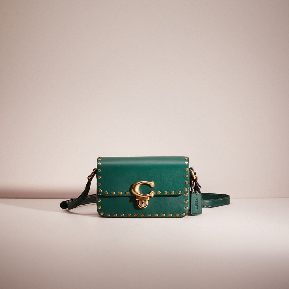 Coach Glovetanned Leather With Rivets Studio Shoulder Bag 19 Green