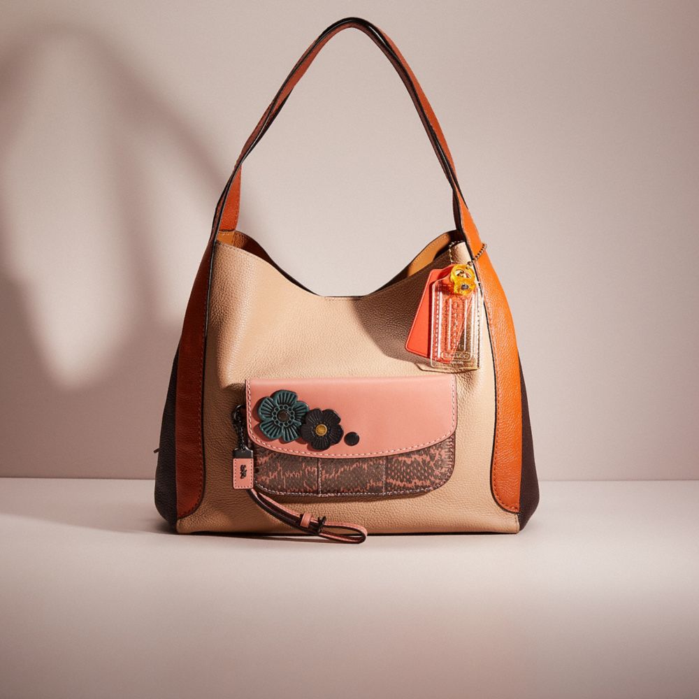Coach Upcrafted Hadley Hobo In Colorblock In Brass/taupe Ginger Multi