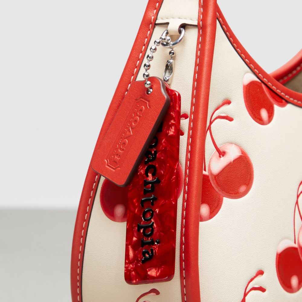 Coach Ergo Shoulder Bag In Topia Leather With Cherry Print In Cloud Multi