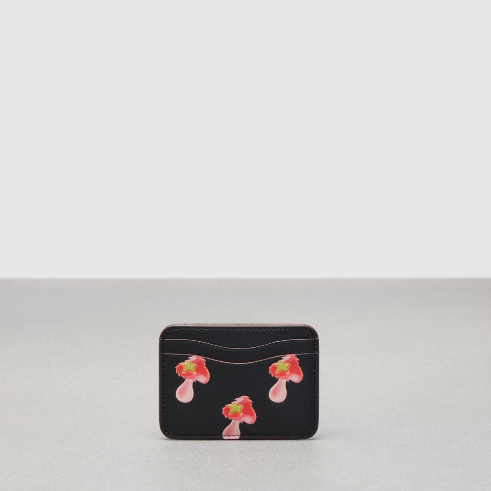 Wavy Card Case In Coachtopia Leather With Mushroom Print