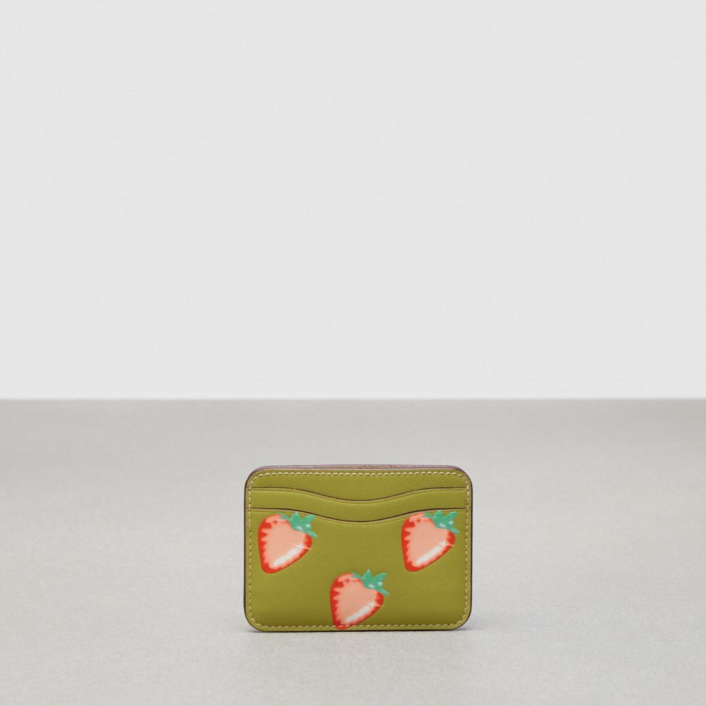 Wavy Card Case In Coachtopia Leather With Strawberry Print