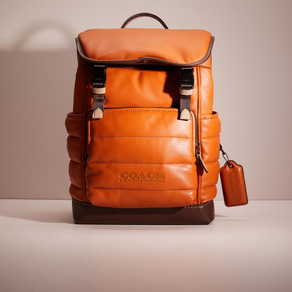 Coach Restored League Flap Backpack With Quilting In Black Copper