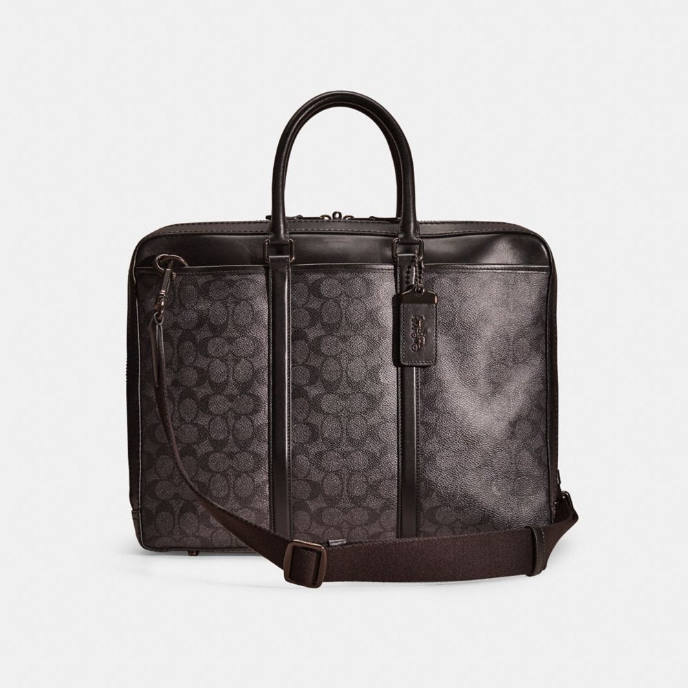 Coach Restored Metropolitan Slim Brief In Signature Canvas In Black ...