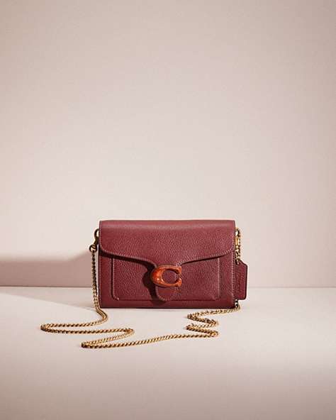 COACH®,RESTORED TABBY CHAIN CLUTCH,Smooth Leather,Large,Brass/Wine,Front View