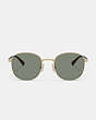 COACH®,METAL ROUND SUNGLASSES,Gold/Green,Inside View,Top View