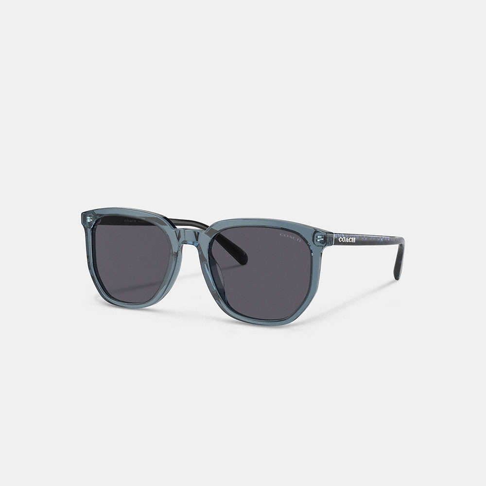 Coach Geometric Square Sunglasses In Transparent Blue