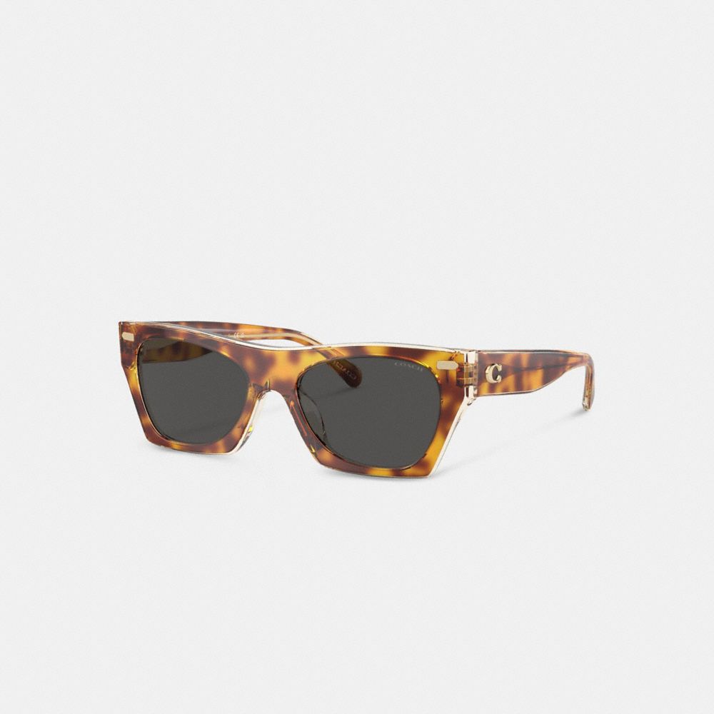 Coach Beveled Signature Square Sunglasses In Dark Tortoise/beige