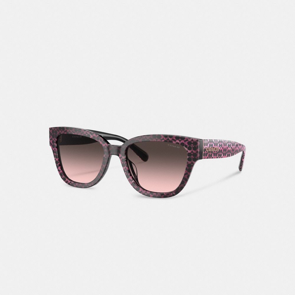 Coach Signature Round Sunglasses In Ruby Pearlized Signature