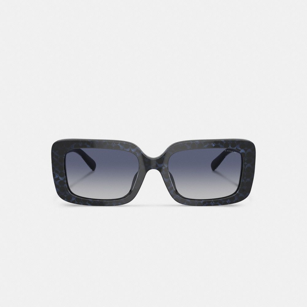 Coach Signature Oversized Rectangle Sunglasses In Blue  display picture 3