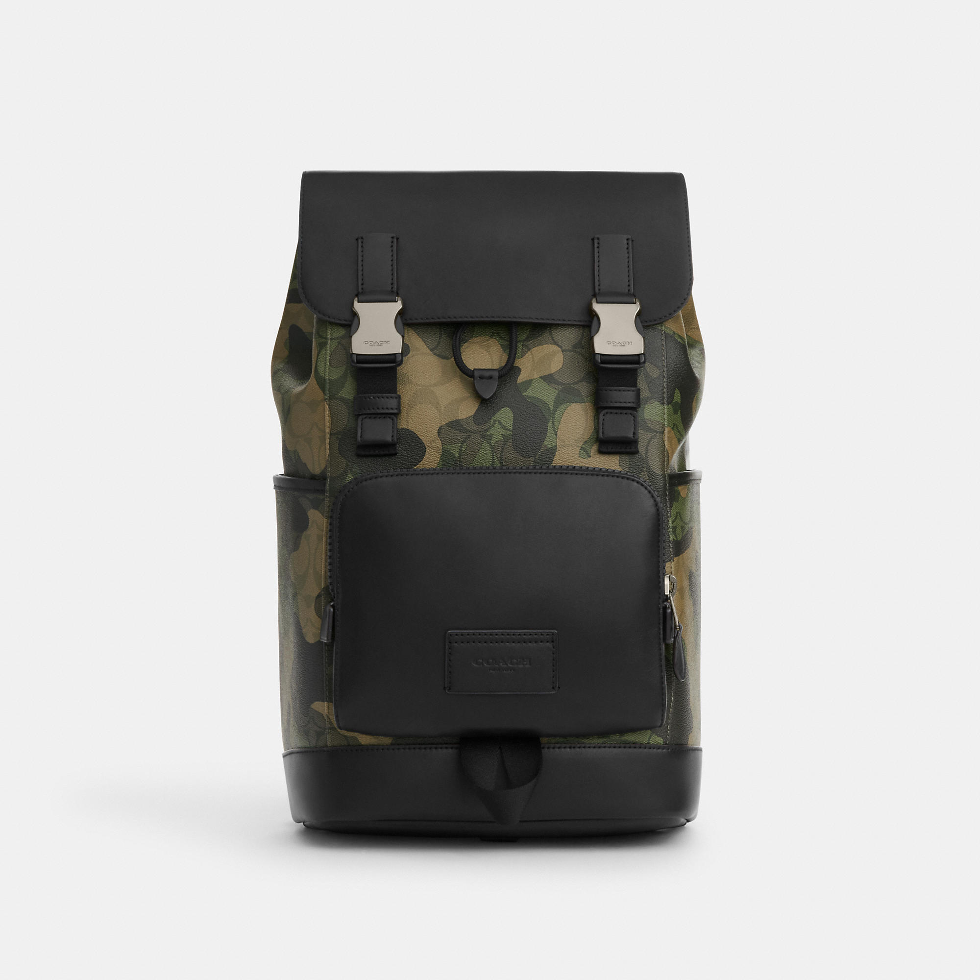 Coach Outlet Track Backpack In Signature Canvas With Camo Print In Green