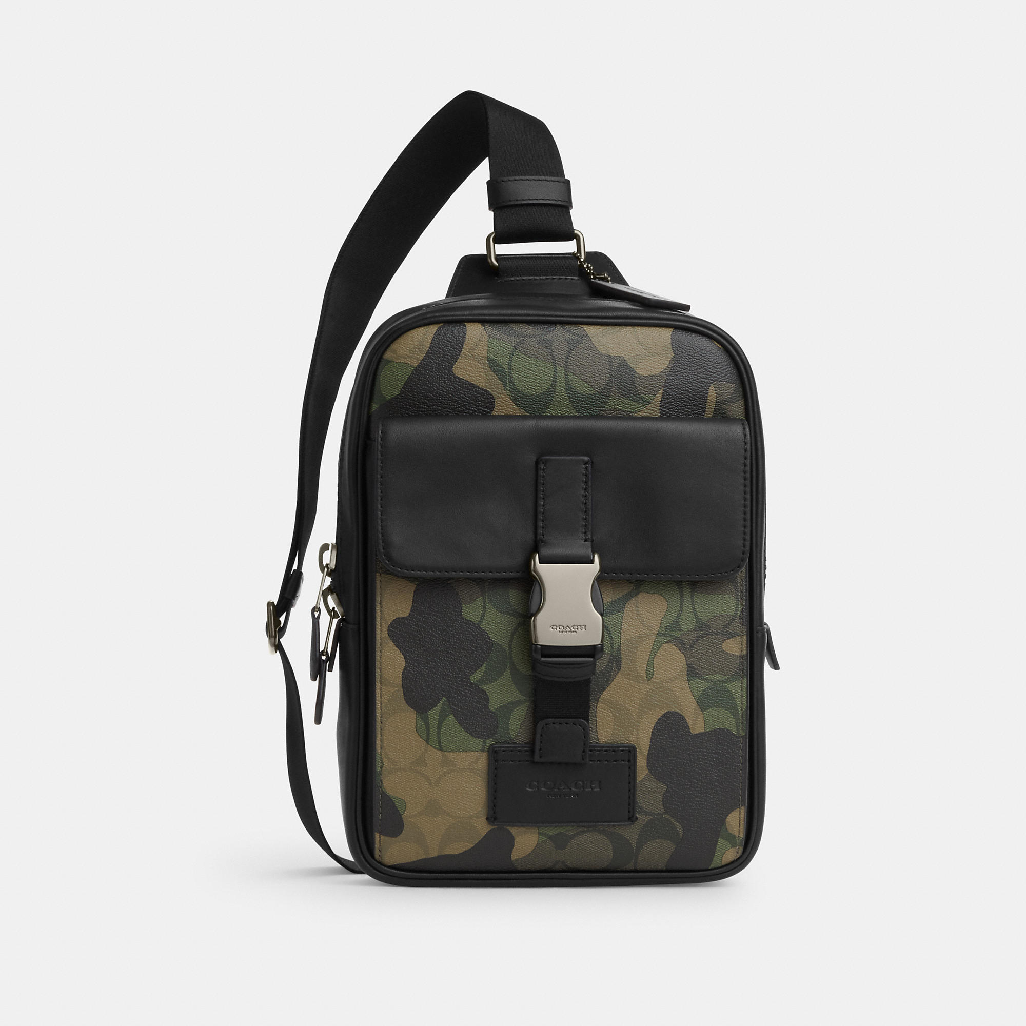 Coach Outlet Track Pack In Signature Canvas With Camo Print In Green