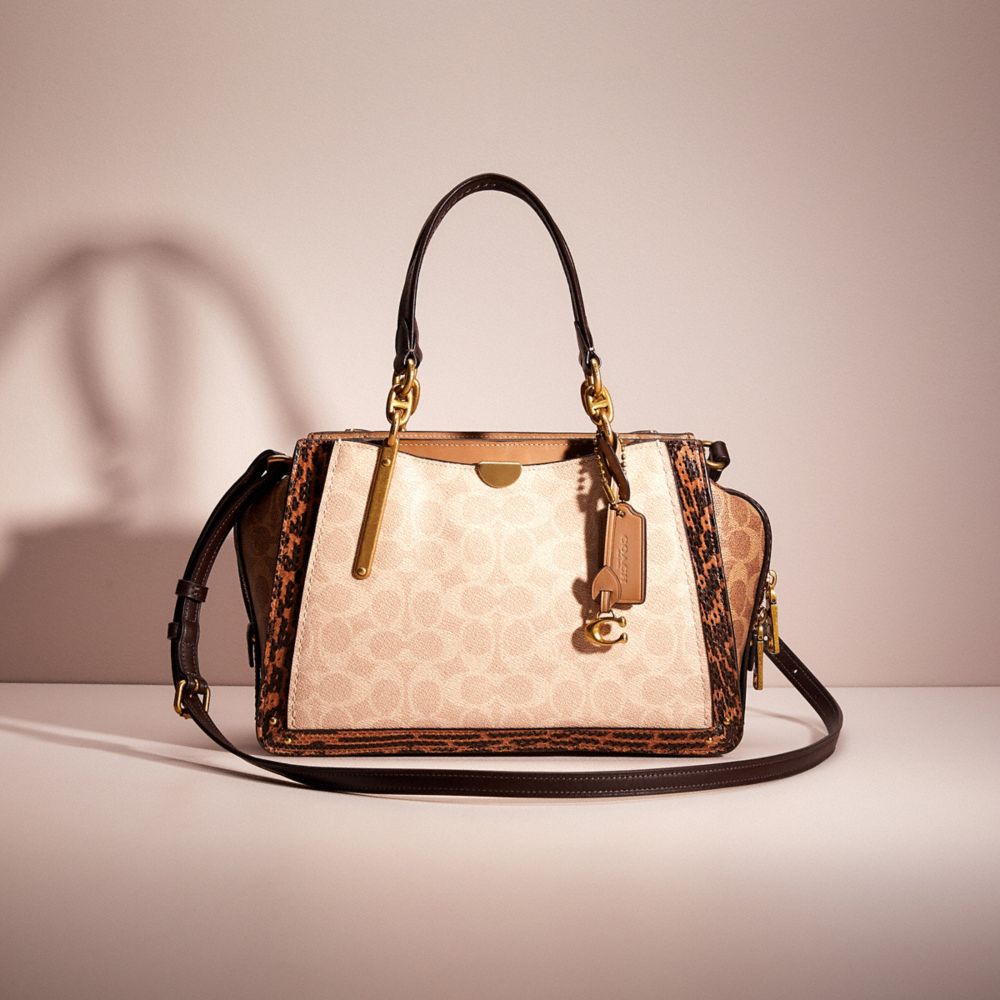 Coach Dreamer 21 In Signature Canvas With Snakeskin Detail