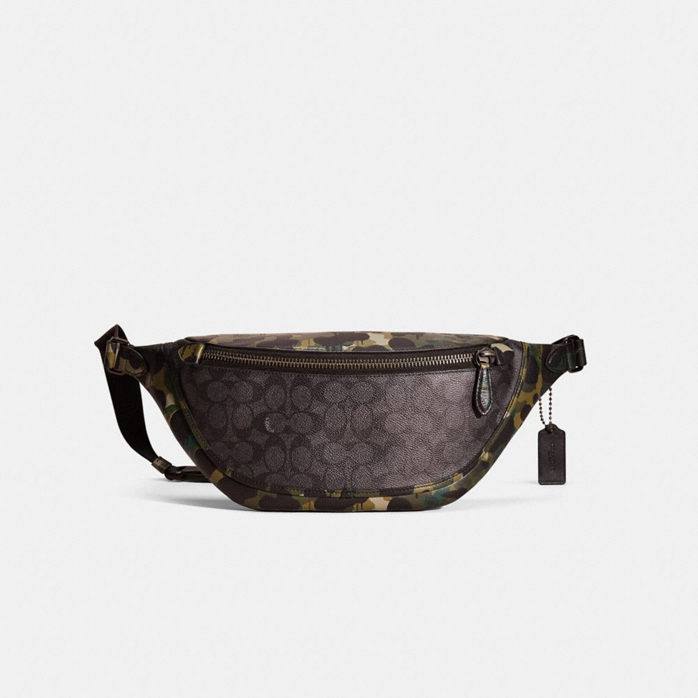 Coach Restored League Belt Bag In Signature Canvas With Camo Print In Green/black