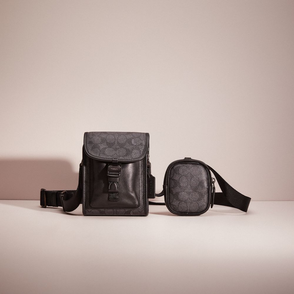 Coach Restored Charter North/south Crossbody With Hybrid Pouch In Signature Canvas In Charcoal