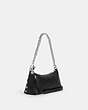 COACH®,CHARLOTTE SHOULDER BAG WITH RIVETS,Mixed Material,Small,Anniversary,Silver/Black,Angle View