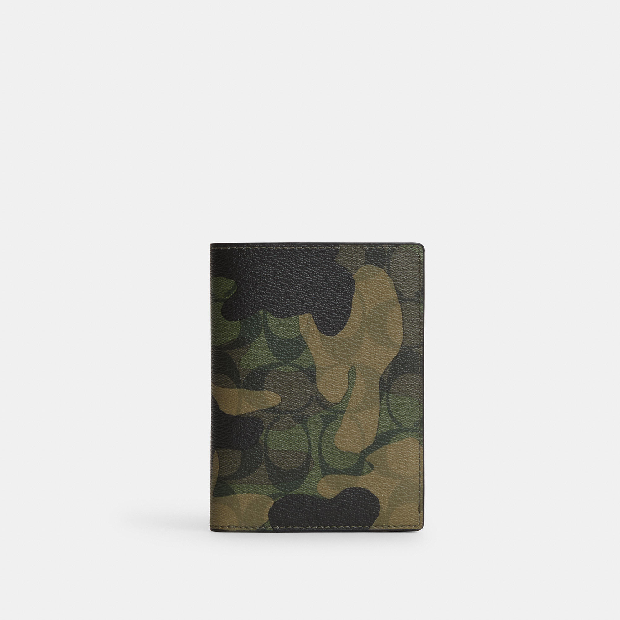 Shop Coach Outlet Passport Case In Signature Canvas With Camo Print In Green