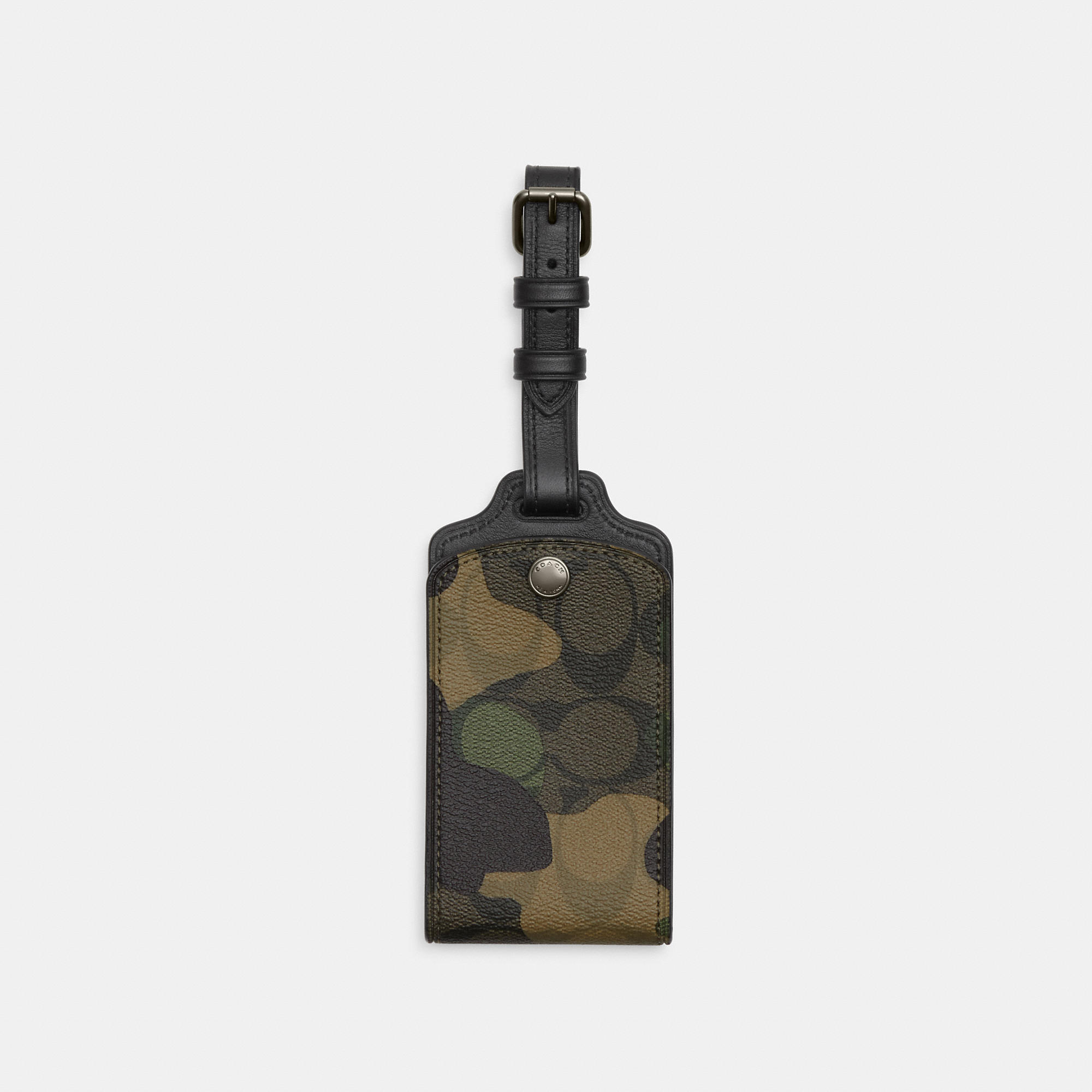Coach Outlet Luggage Tag In Signature Canvas With Camo Print In Green
