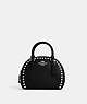 COACH®,SYDNEY SATCHEL WITH RIVETS,Mixed Material,Silver/Black,Front View