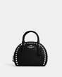 COACH®,SYDNEY SATCHEL WITH RIVETS,Mixed Material,Medium,Silver/Black,Front View
