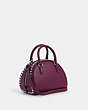 COACH®,SYDNEY SATCHEL WITH RIVETS,Mixed Material,Medium,Silver/Deep Berry,Angle View