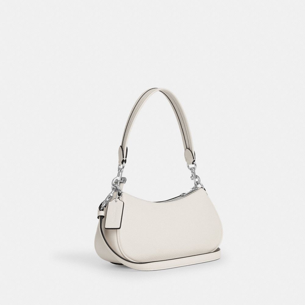 COACH®,Ashton Bag,Leather,Shoulder Bag,Silver Metal,Day Party,White,Angle View