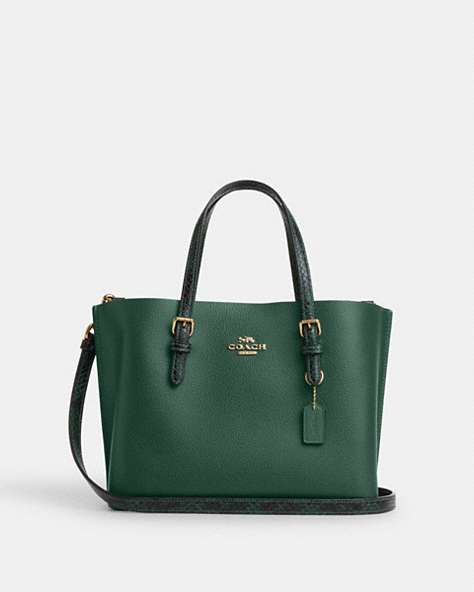 COACH®,MOLLIE TOTE 25,Mixed Material,Im/Dark Pine,Front View
