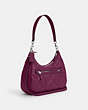COACH®,TERI HOBO WITH PUFFY DIAMOND QUILTING,Leather,Medium,Silver/Deep Berry,Angle View