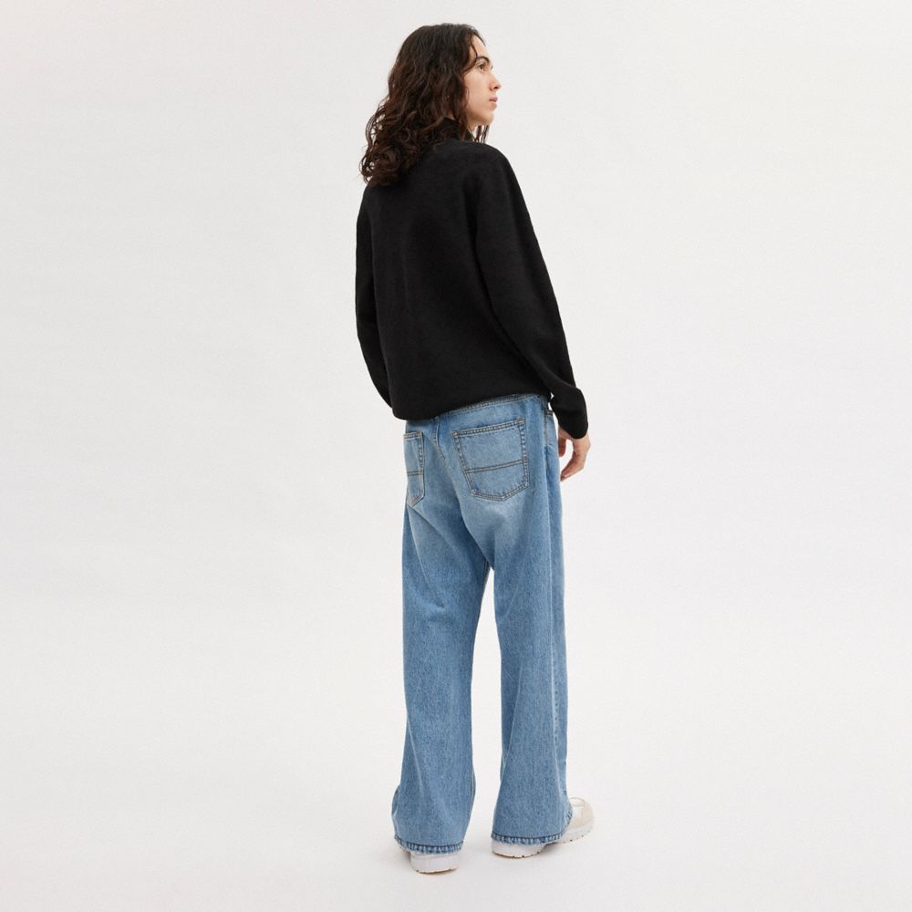COACH®,DENIM BOOTCUT JEANS,cotton,Runway,Denim Blue,Scale View