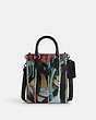 COACH®,COACH X MINT + SERF NORTH SOUTH MINI TOTE,Leather,Silver/Black Multi,Front View