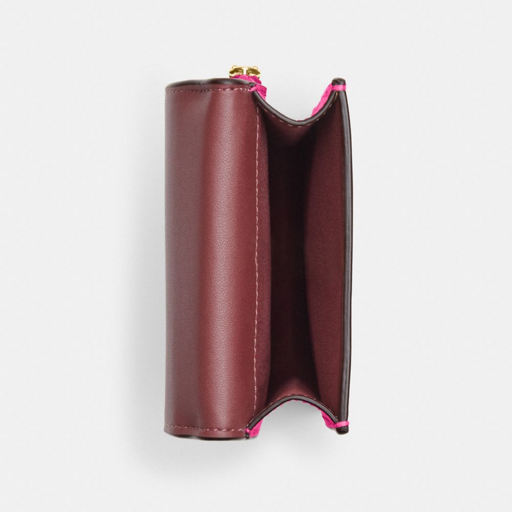 COACH®,NORTH SOUTH PHONE CROSSBODY IN SIGNATURE CANVAS,pvc,Im/Khaki/Cerise,Inside View,Top View