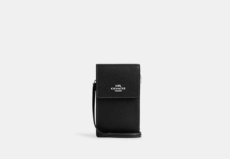 COACH®,NORTH SOUTH PHONE CROSSBODY,Everyday,Silver/Black,Front View